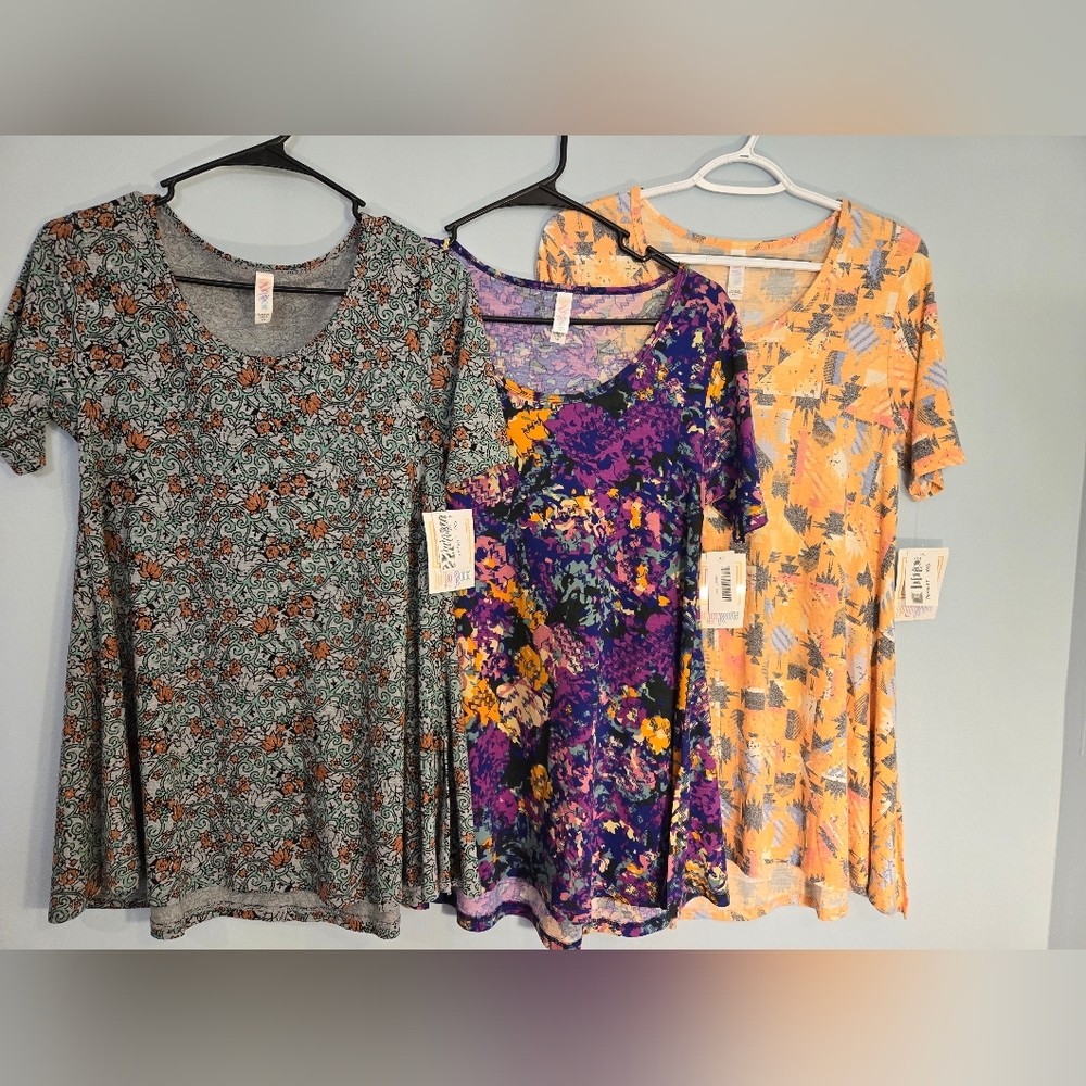 Lot of 3 LULAROE Perfect T XXS NEW WITH TAGS Floral Multi Colored